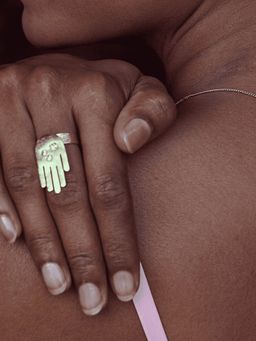 Ethnic Andaz - Hamsa Adjustable White Stone Ring