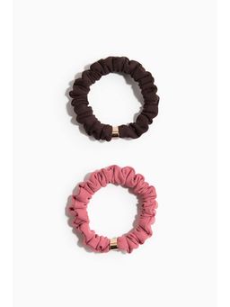 H&M - Women Brown 2-Pack Embellished Scrunchies