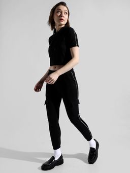 PINACOLADA - Women Solid Black Regular Fit Co-Ords Set