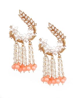 Odette - Women Traditional Peach and Gold Dangle Earrings