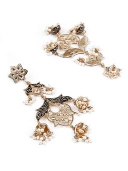 Odette - Women Traditional Gold and Blue Dangler Earrings