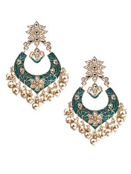 Odette - Women Designer Green and White Dangler Earrings
