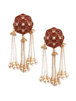 Odette - Women Designer Red and Gold Tasselled Dangle Earrings