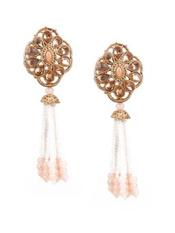 Odette - Women Designer Peach and Gold Dangler Earrings