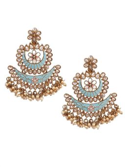 Odette - Women Designer Blue and Gold Layered Chandbali Earrings