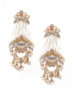 Odette - Women Trendy White and Grey Dangle Earrings