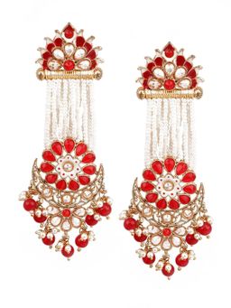 Odette - Women Designer Red and Gold Dangler Earrings