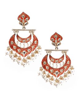 Odette - Women Designer Red and Gold Dangler Earrings