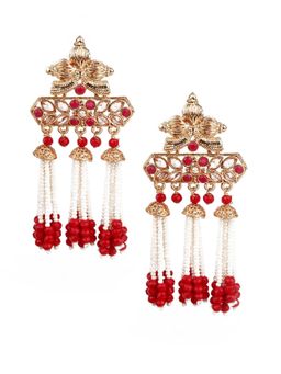 Odette - Women Designer Red and Gold Dangle Earrings