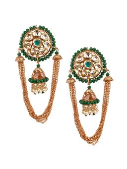 Odette - Women Traditional Green and Gold Jhumki