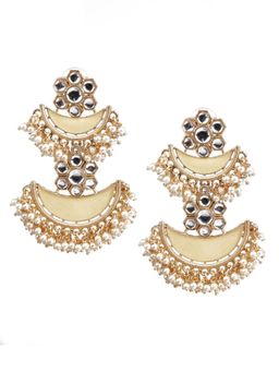 Odette - Designer Yellow and Gold Chandbali Earrings for Women