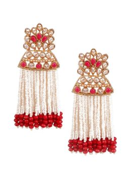 Odette - Women Designer Red and Gold Dangle Earrings