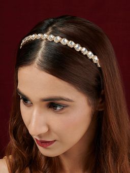 Teejh - Sona Gold and White Hairband