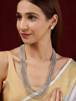 Teejh - Surili Grey Beads Necklace Set