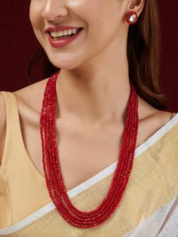 Teejh - Surili Red Beads Necklace Set