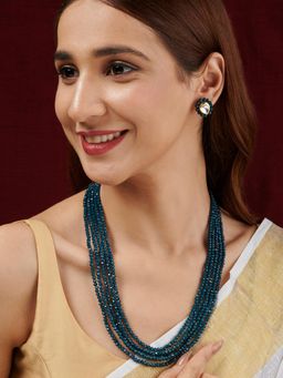 Teejh - Surili Teal Beads Necklace Set