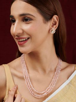 Teejh - Nithila Pink Beaded Necklace Set