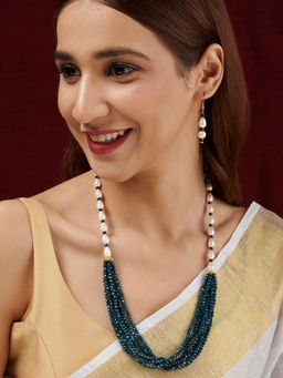 Teejh - Chakra White and Blue beaded Necklace Set