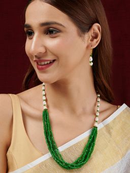 Teejh - Chakra White and Green beaded Necklace Set