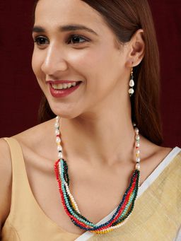 Teejh - Chakra White and Multi-colour beaded Necklace Set