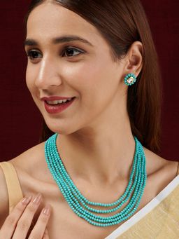 Teejh - Jalsa Turquoise Beaded Necklace Set
