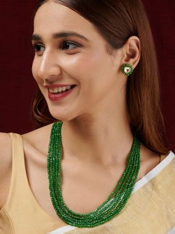 Teejh - Jalsa Green Beaded Necklace Set