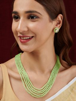 Teejh - Jalsa Light Green Beaded Necklace Set