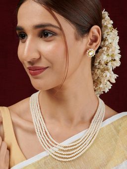 Teejh - Jalsa White Pearl Beaded Necklace Set