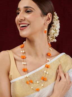 Teejh - Drashti Orange Beaded Necklace Set