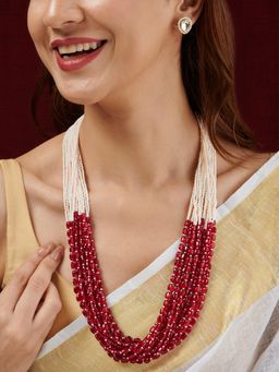 Teejh - Bulbul Maroon Beaded Necklace Set