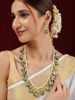 Teejh - Idhika Green Beaded Necklace Set