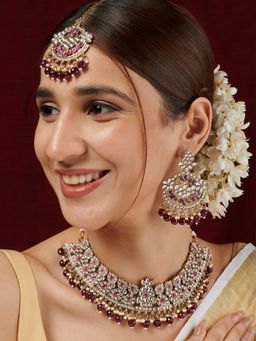 Teejh - Anishma Wine and White Necklace Set