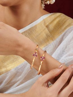 Teejh - Panah Pink and White Stone Gold Bracelet