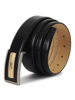 GIL - Pure Leather Signature Buckle Belt - Black