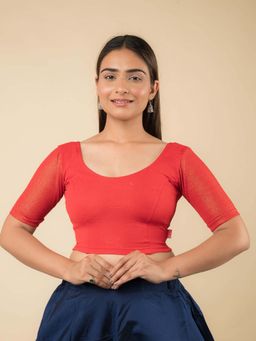 BINDIGASM'S ADVI - Designer Criss Cross Back with Gold Detail Stretchable Pull On Blouse