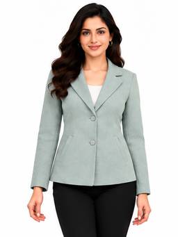 Blue Ronin - Women Green Single Breasted Solid Blazer for Office and Workwear