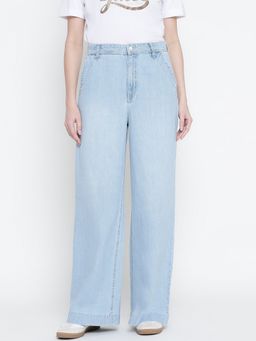 Guess - Women Light Blue Solid Loose Fit Jeans