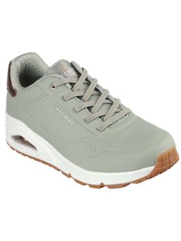SKECHERS - Women Uno Shimmer Away Sage Green Lifestyle Lace Up Sneakers