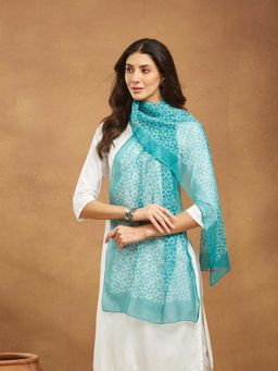 Fabindia - Teal Cotton Silk Stole