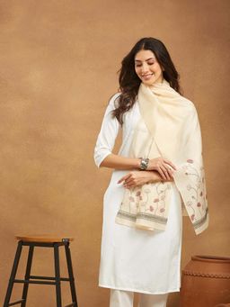 Fabindia - Beige Cotton Silk Madhubani Stole