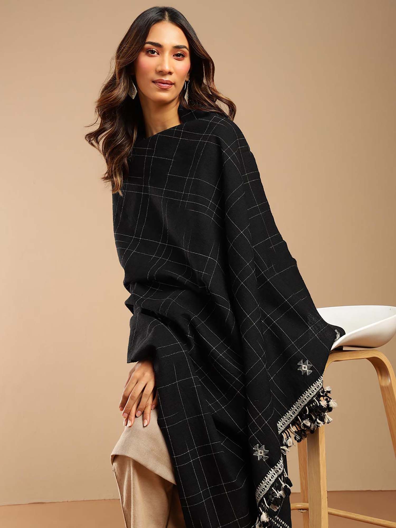 fabindia Black Wool Shawl-picture-33