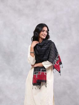 Fabindia - Black Cotton Silk Jamdani Stole