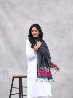 Fabindia - Grey Cotton Silk Jamdani Stole
