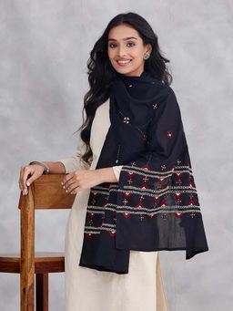Fabindia - Black Cotton Hand Embroidery Stole