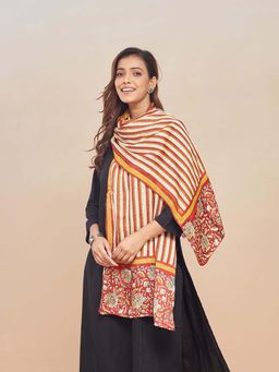 Fabindia - Maroon Viscose Bagru Printed Stole