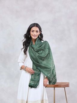 Fabindia - Green Silk Tie & Dye Stole