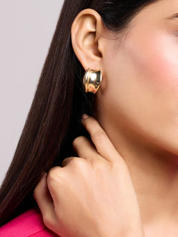 Pipa Bella by Nykaa Fashion - Gold Hollow Metal Small Hoop Earrings