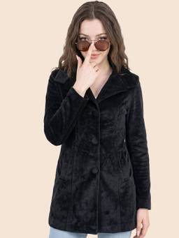 Leather Retail - Women's Black Velvet Long Jacket