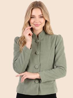 Leather Retail - Women's Green Velvet Button Jacket