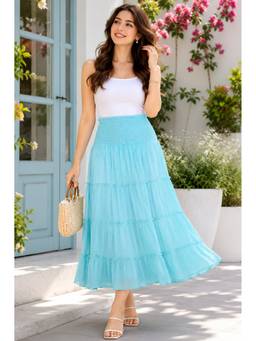 sencei - Ice Blue Tiered Skirt